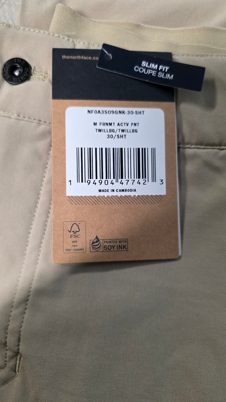 THE NORTH FACE Paramount Active Pants Men's Twill beige Slim Size 30 short - Thumbnail 5