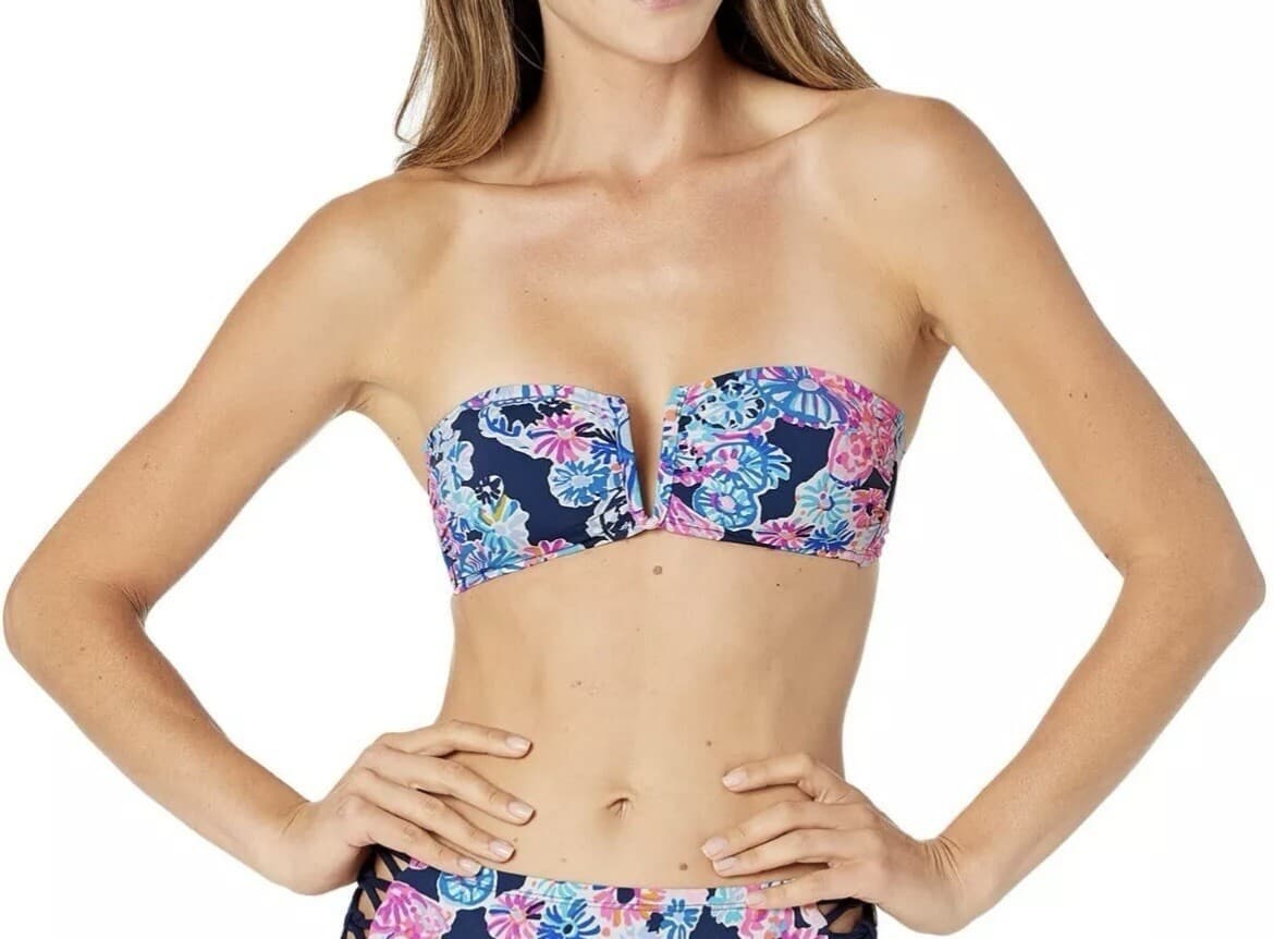 Lilly Pulitzer Niall Bikini Top High Tide Navy In Turtle Amazement Size 2 - Thumbnail 7
