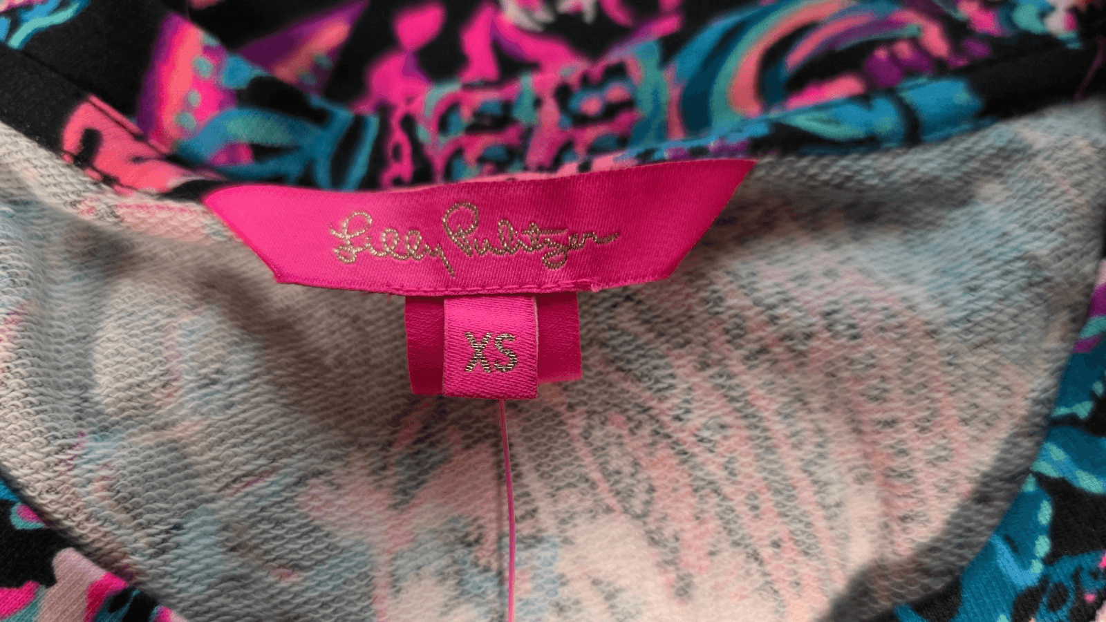 Lilly Pulitzer Jansen Sweatshirt Onyx Twilight Coral Pink Blouse Coastal X-Small - Thumbnail 5
