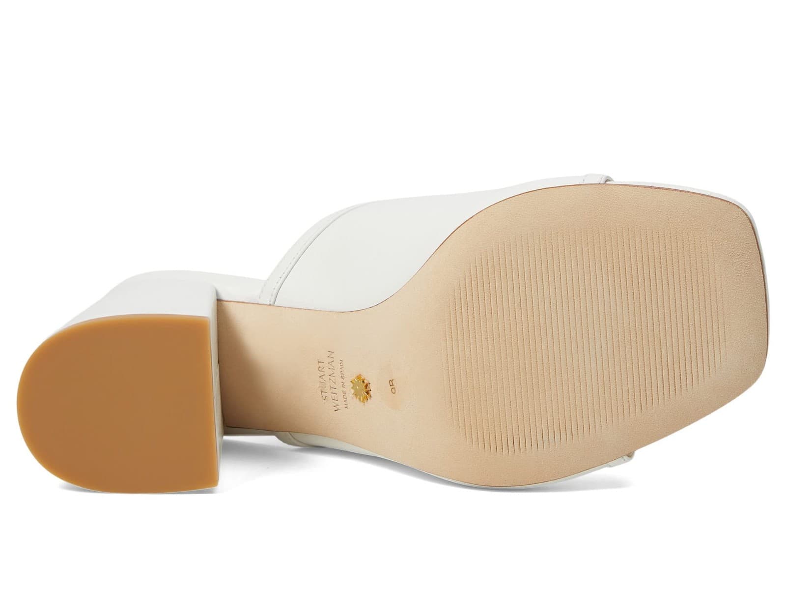 Stuart Weitzman Cayman 85 Block Slide Sandals Women’s Size 8 M White Leather - Thumbnail 5