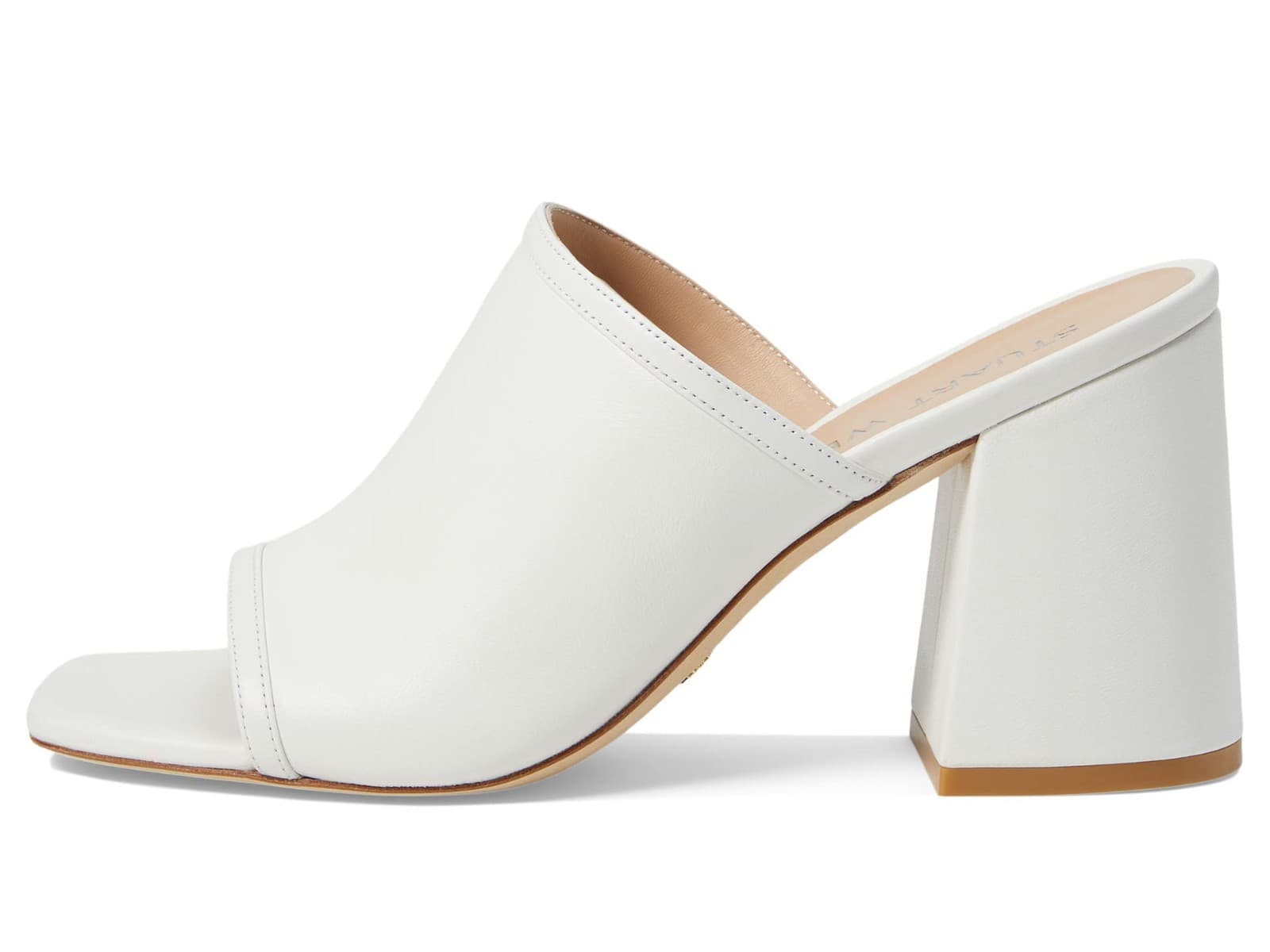 Stuart Weitzman Cayman 85 Block Slide Sandals Women’s Size 8 M White Leather - Thumbnail 2