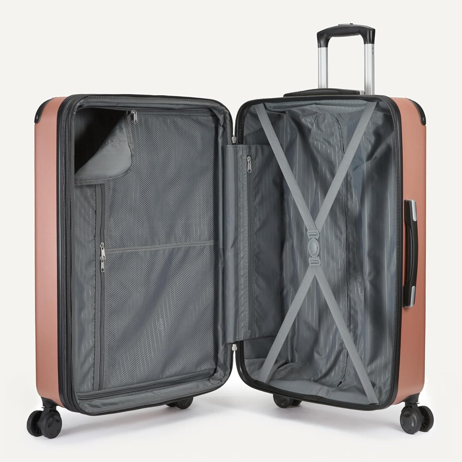 Amazon Basics 4-Piece Luggage Set, Two Hardside Suitcases, 28-22-15-10 Rose Gold - Thumbnail 4