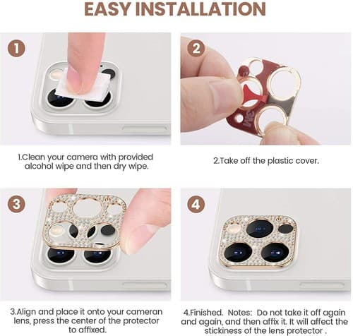 2 PK Camera Screen Protector Bling Glitter Diamond For iPhone 13 12 11 Pro MAX - Thumbnail 2