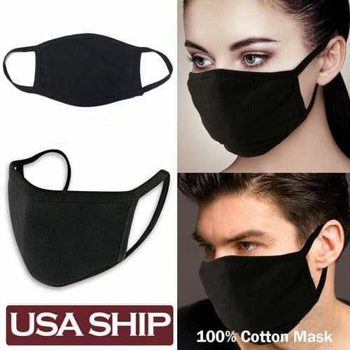 10 Pack Breathable Hanes Black Soft Cotton Reusable Protective Face Mask Cover - Thumbnail 5