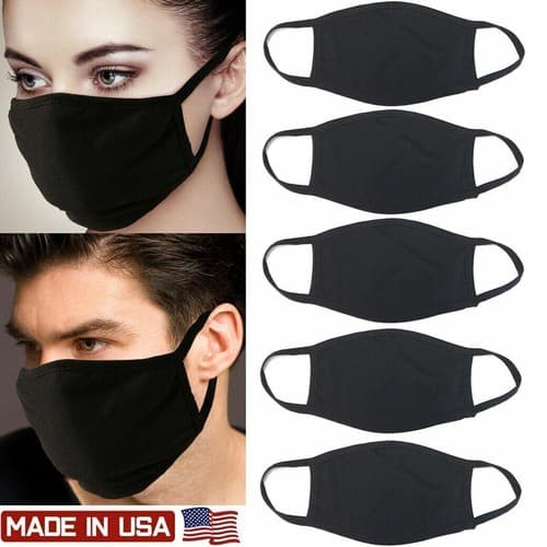 10 Pack Breathable Hanes Black Soft Cotton Reusable Protective Face Mask Cover - Thumbnail 7