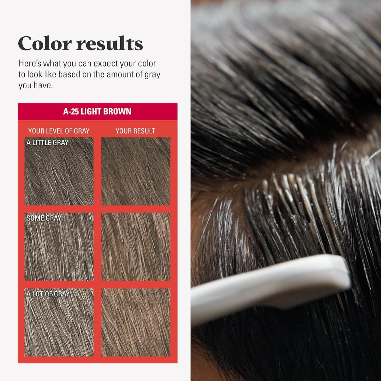 2 Just For Men Easy Comb-In Color Hair Coloring w/ Applicator, Light Brown, A-25 - Thumbnail 2