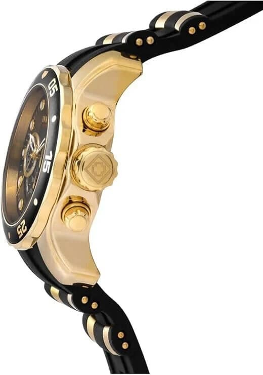 Invicta Mens PRO DIVER SCUBA Chronograph Black Dial Elegant Fashion Gold Watch - Thumbnail 3