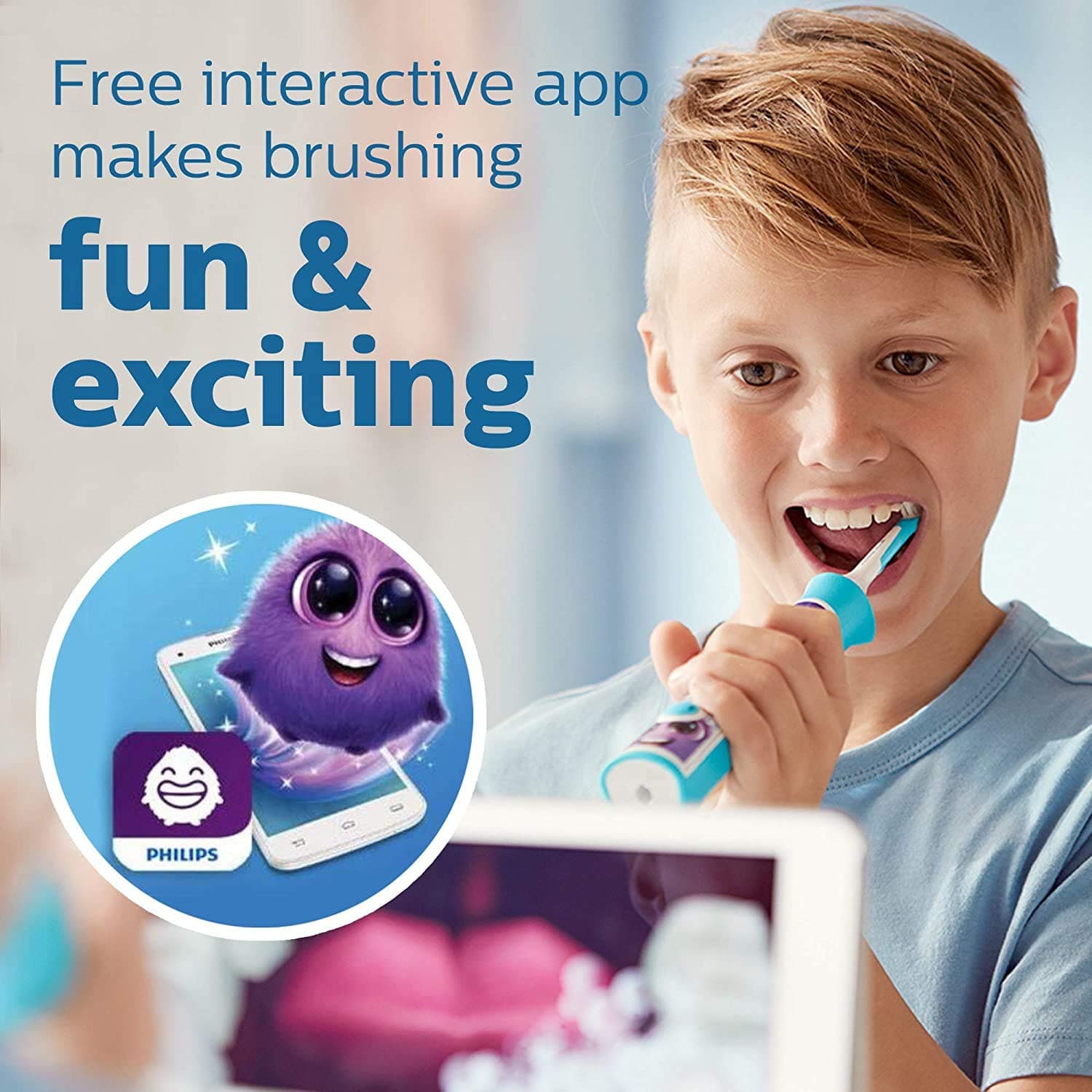 Philips Sonicare for Kids Bluetooth Connected Rechargeable Toothbrush -Turquoise - Thumbnail 4
