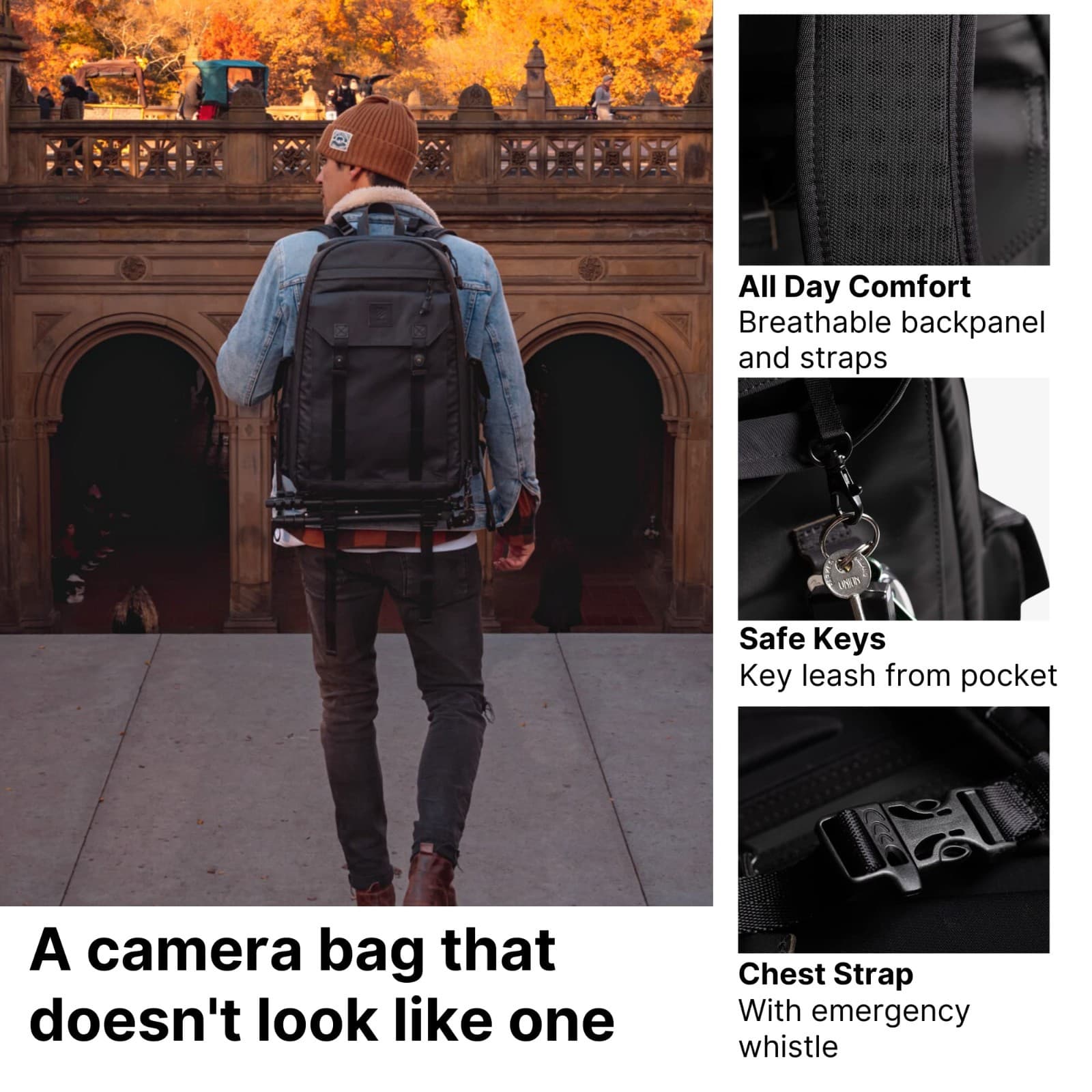 Langly Multi Globetrotter Camera Backpack in Black Brand New 27L - Thumbnail 8