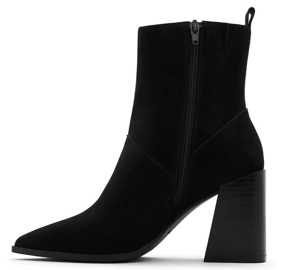 Aldo Bethanny Women Ankle Boots, Pointed Toe Block Heel Black Seuede Size 9 M - Thumbnail 4