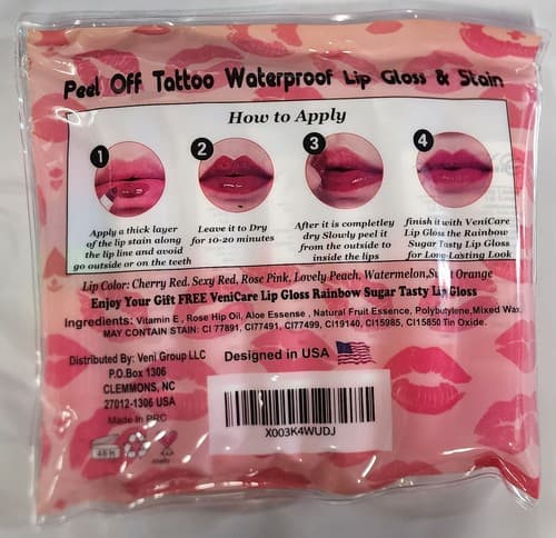 VeniCare lip stain Lip Gloss 6 Colors Peel Off Tint Waterproof Long Lasting - Thumbnail 11