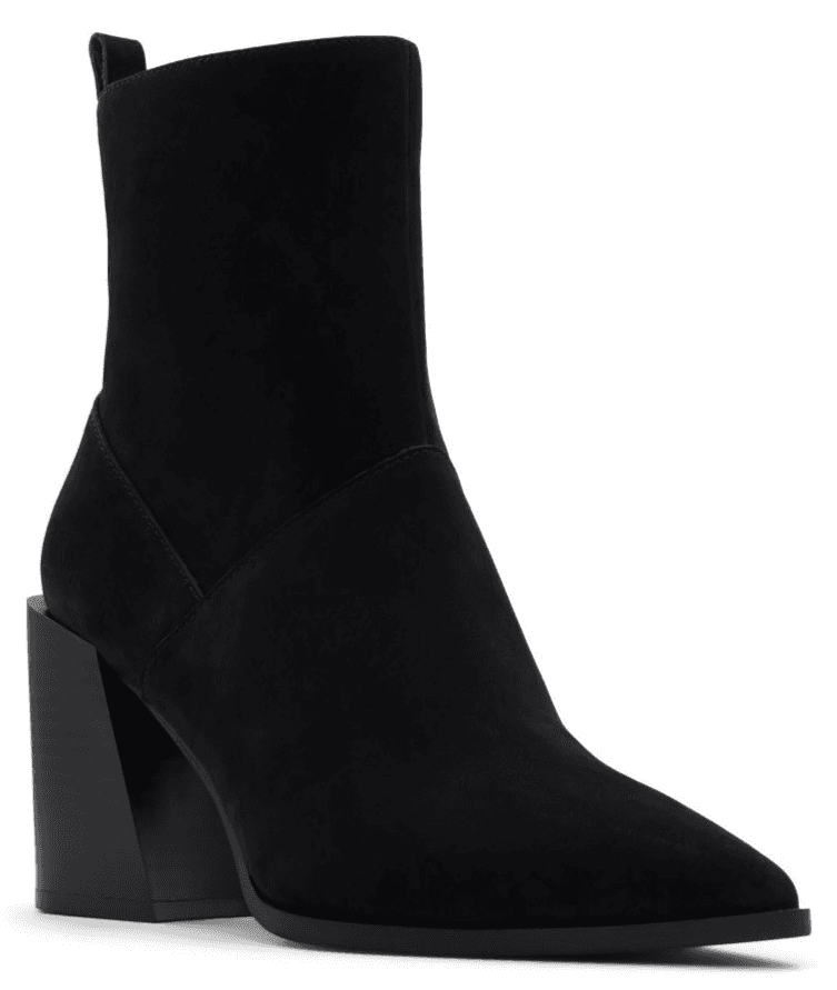 Aldo Bethanny Women Ankle Boots, Pointed Toe Block Heel Black Seuede Size 9 M - Thumbnail 2