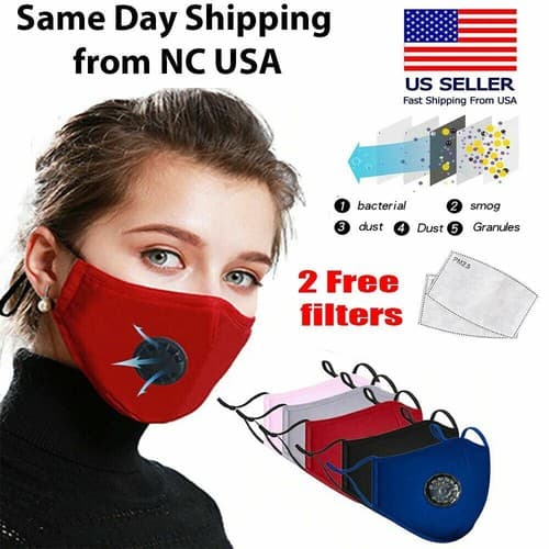 Reusable Air Purifying Washable Haze Pollution Cotton Face Mask with 2 Filters - Image 1