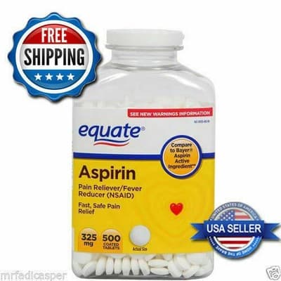 325 mg Back Muscle Pain Reliever/Fever Reducer Equate Aspirin Tablets 500 Ct - Image 1