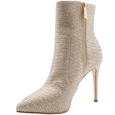 New Michael kors Pale Gold Rue Rhinestone Embellished Side Zip boot size 8.5 M - Thumbnail 2