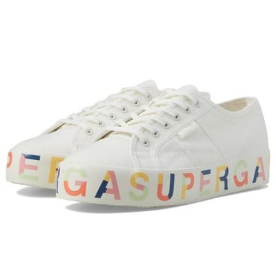 Superga 2740 Classic Canvas Sneaker Lettering Sole White Men 8 - Women 9.5 - Image 1