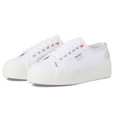 Superga 2740 Happy logo White Canvas Lace Up Sneakers Sz Men 8.5, Women 10 M - Image 1