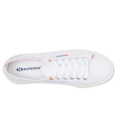 Superga 2740 Happy logo White Canvas Lace Up Sneakers Sz Men 8.5, Women 10 M - Thumbnail 5