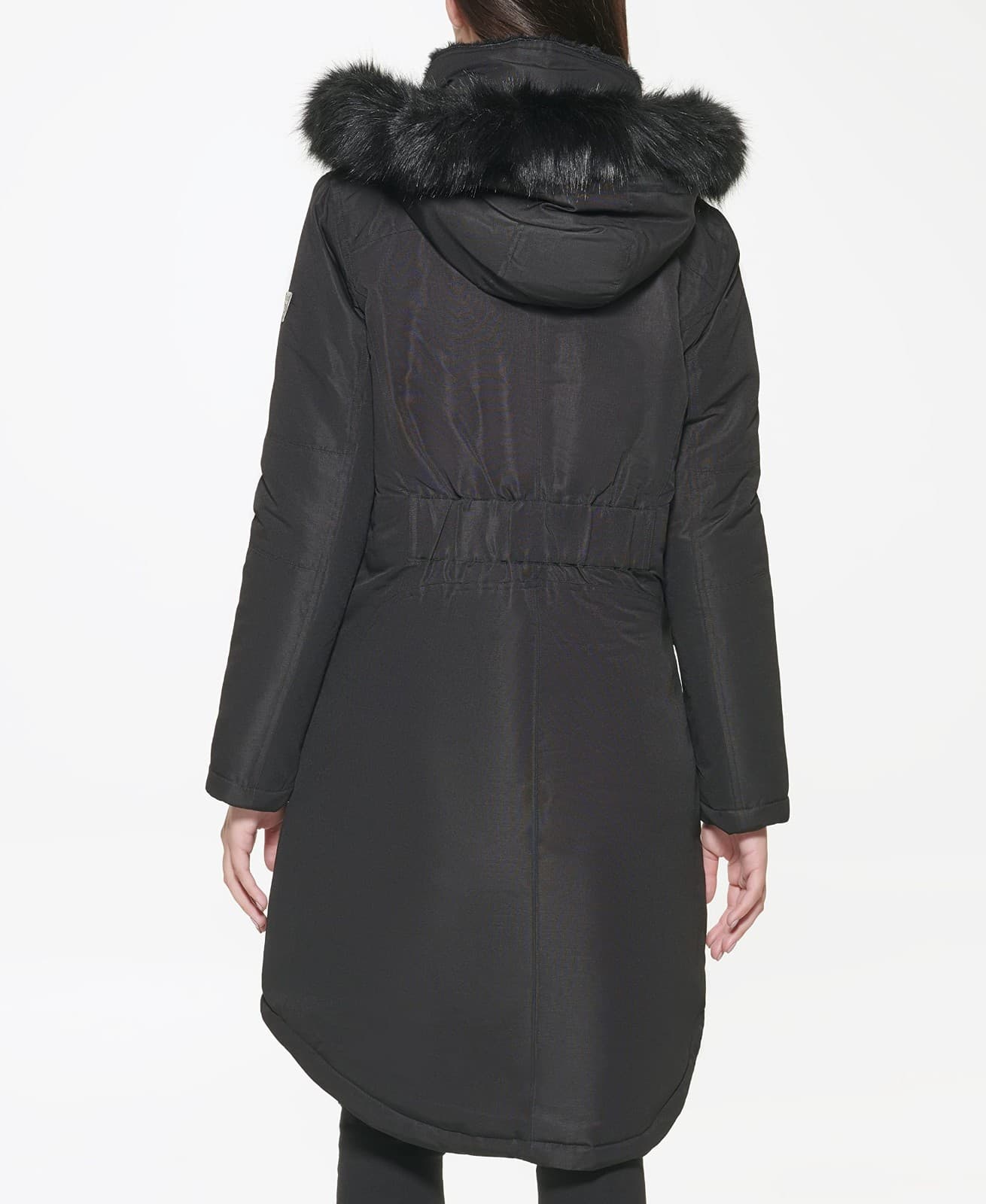 Guess Puffer Parka Jacket Black Removable Faux Fur Trim Hooded Coat Winter XL - Thumbnail 4