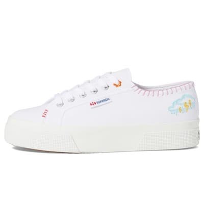 Superga 2740 Happy logo White Canvas Lace Up Sneakers Sz Men 8.5, Women 10 M - Thumbnail 2