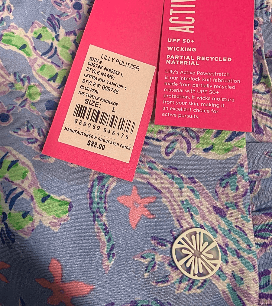 NWT Lilly Pulitzer Luxletic Leticia Bra Tank Top UPF 50+ Large - Thumbnail 7