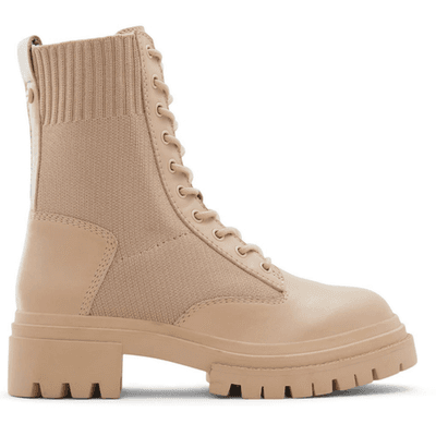 Aldo Reflow Combat Boots Womens Solid Bone Lace Up Leather & Fabric 8.5 M - Thumbnail 2