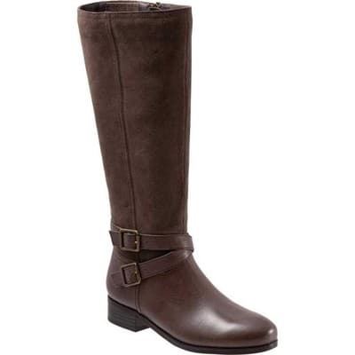 Trotters Larkin Wide Calf Womens Brown Leather Knee High Boots 6.5 Wide - Image 1