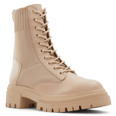 Aldo Reflow Combat Boots Womens Solid Bone Lace Up Leather & Fabric 8.5 M - Image 1