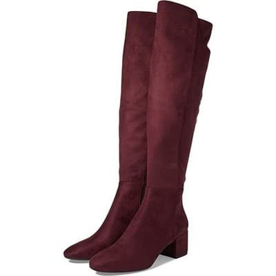 MICHAEL Michael Kors Women's Braden Block Heel Tall Boots Suede Merlot Size 9.5M - Image 1