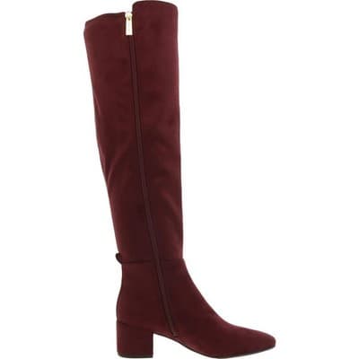 MICHAEL Michael Kors Women's Braden Block Heel Tall Boots Suede Merlot Size 9.5M - Thumbnail 2