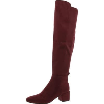 MICHAEL Michael Kors Women's Braden Block Heel Tall Boots Suede Merlot Size 9.5M - Thumbnail 3