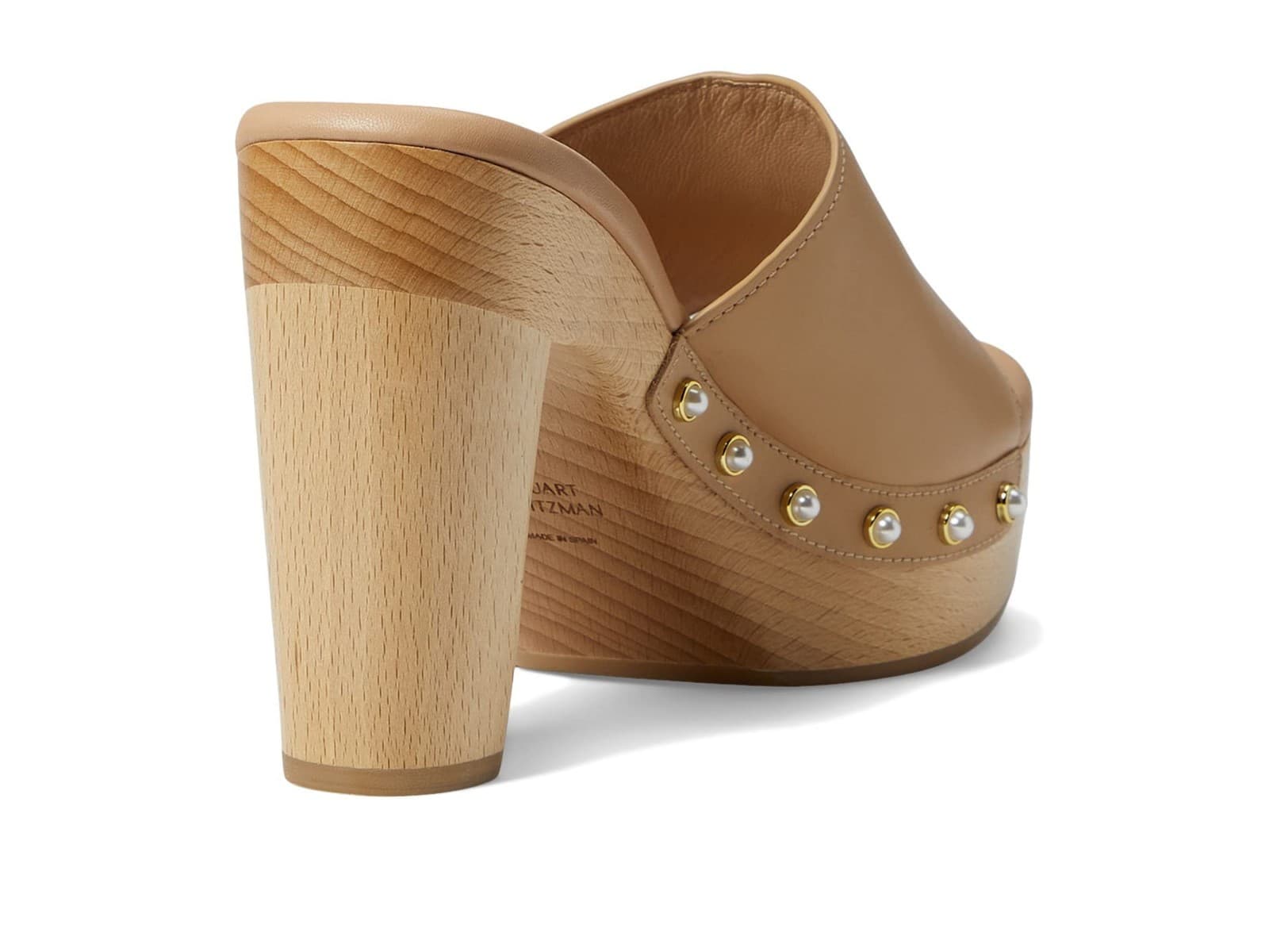 Sz 11 Stuart Weitzman Metallic Pearly-Stud Clog 85 Sandal Adobe Brown 9 B - Thumbnail 3