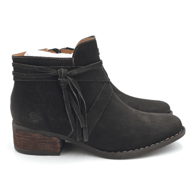 Born Montilla Womens 11 M Green Nubuck Leather Ankle Booties Tassel Strap Zip - Image 1