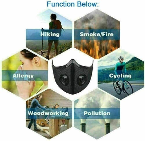Reusable Face Mask With Active Carbon Filter Breathing Valves Cycling Mesh - Thumbnail 7