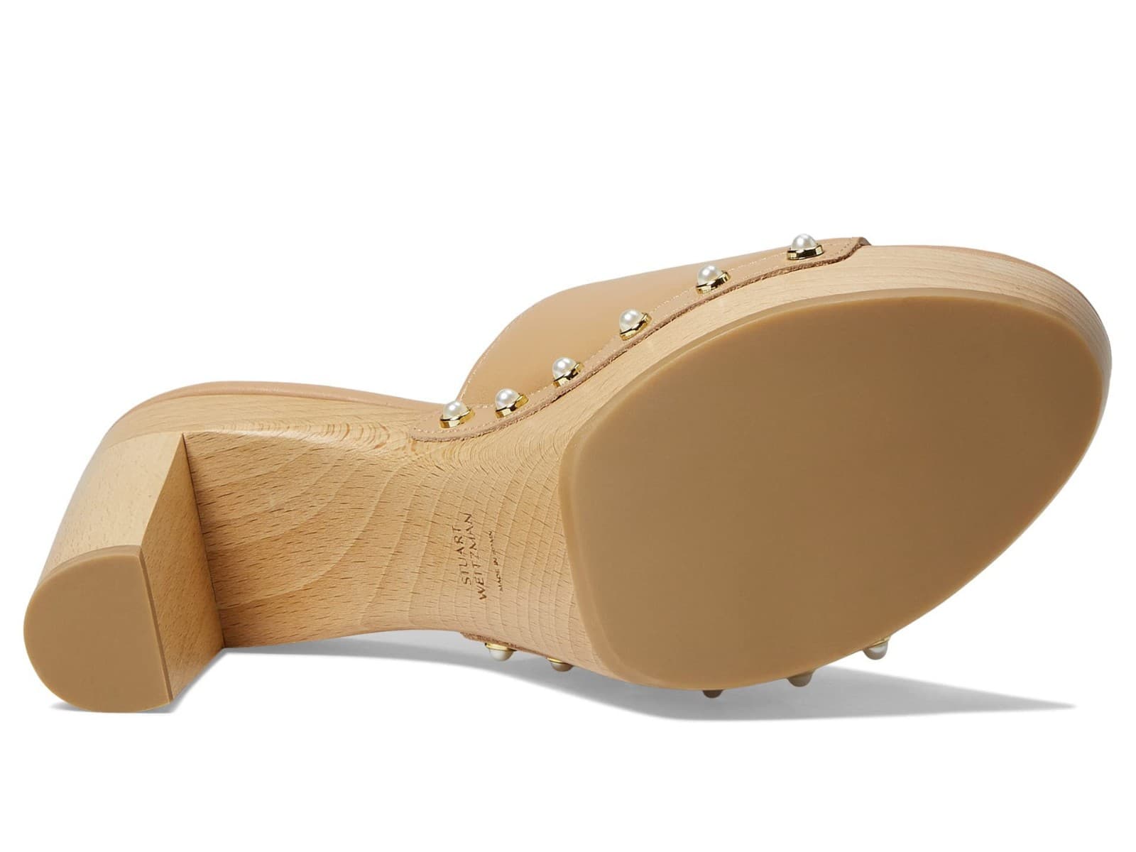 Sz 11 Stuart Weitzman Metallic Pearly-Stud Clog 85 Sandal Adobe Brown 9 B - Thumbnail 5