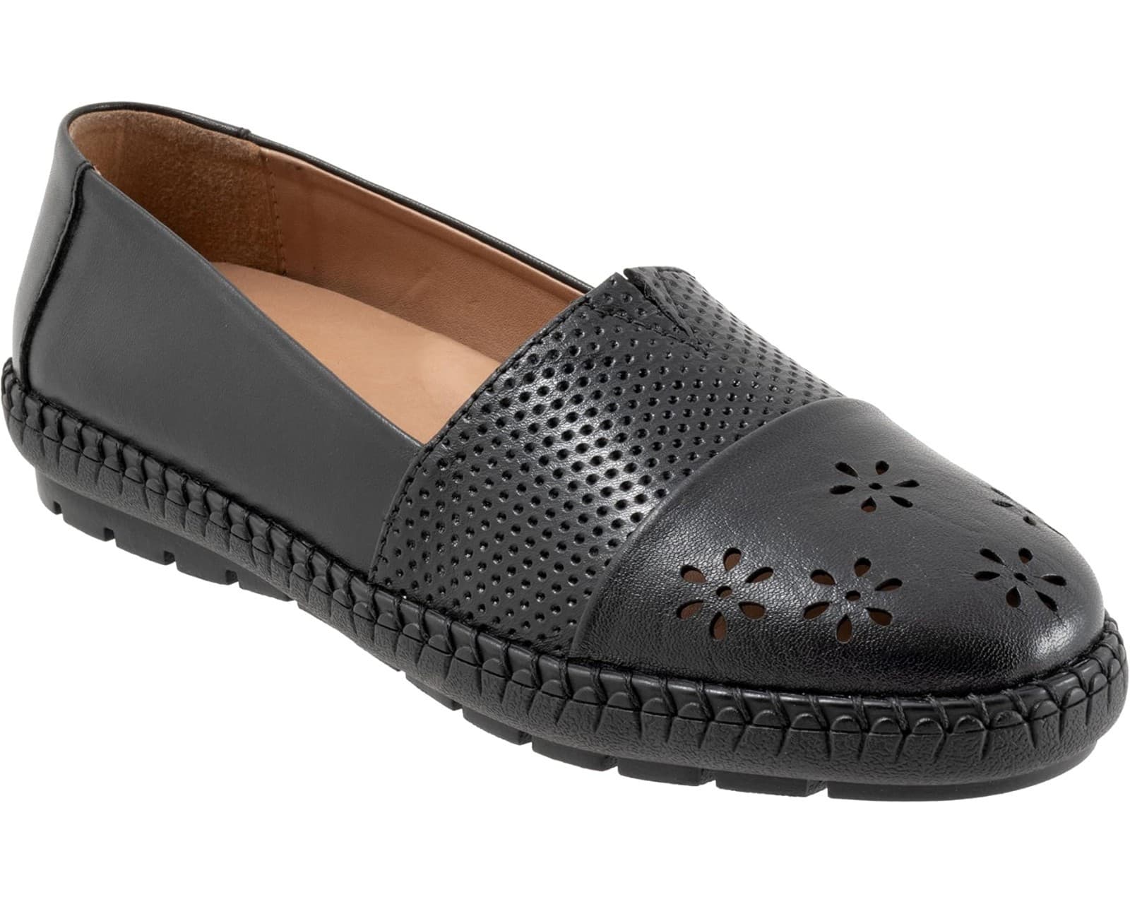 Trotters Women's Ruby Perf Loafers Black Leather 9.5 Narrow - Image 1