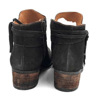 Born Montilla Womens 11 M Green Nubuck Leather Ankle Booties Tassel Strap Zip - Thumbnail 4