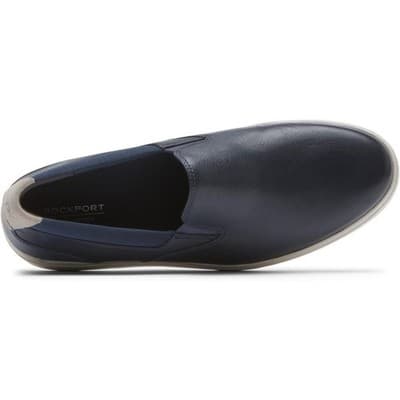 Rockport Men's Total Motion Court Slipon Navy Leather Sneakers Size 9.5 M - Thumbnail 4