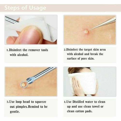 Acne Needle Blackhead Remover Pimple Blemish Comedone Extractor Tool Kit 7 Pcs - Thumbnail 7