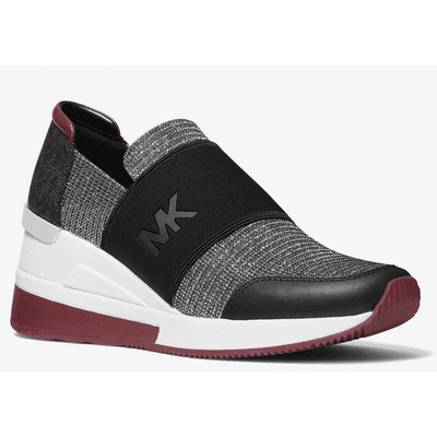 Michael Kors Felix Trainer Glitter Chain Mesh Slip-on Sneakers Anthracite 9.5 B - Thumbnail 2
