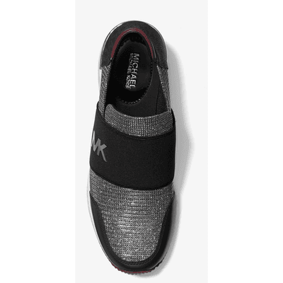 Michael Kors Felix Trainer Glitter Chain Mesh Slip-on Sneakers Anthracite 9.5 B - Thumbnail 4