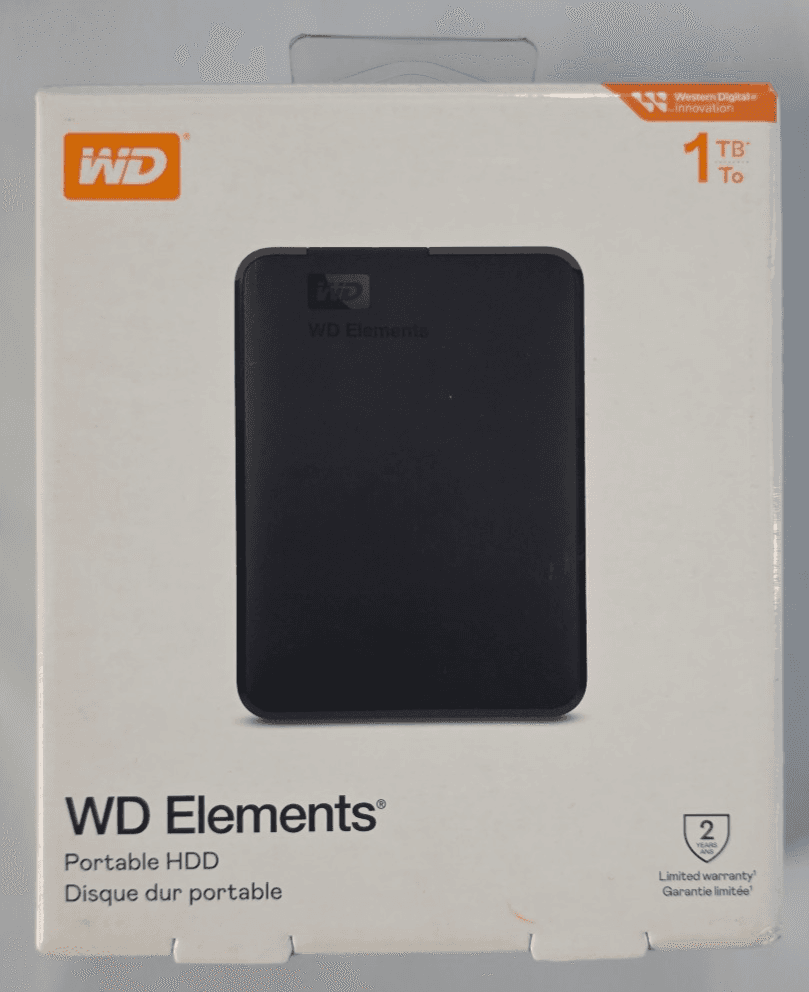 WD 1TB Elements Portable USB 3.2 Gen 1 Hard Drive HDD - WDBUZG0010BBK-WESN - Image 1