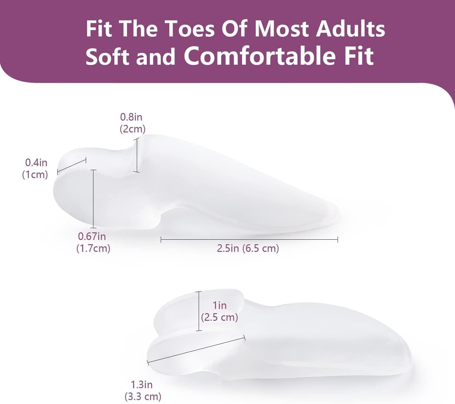 12 Pcs Gel Big Toe Bunion Guards Toe Spreaders Pain Relief Crooked Overlapping - Thumbnail 4