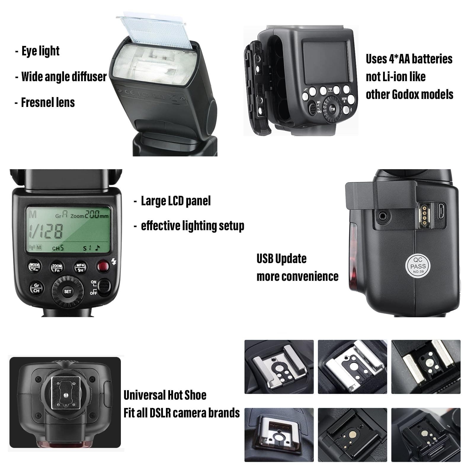 Godox TT600 2.4G Wireless Camera Flash Speedlite Master/Slave GN60 Manual Flash - Thumbnail 3