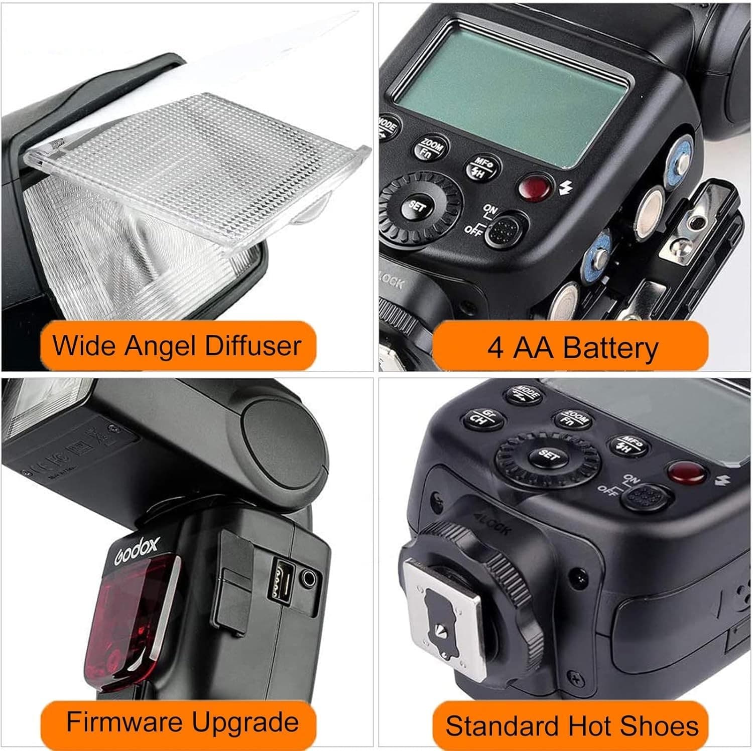 Godox TT600 2.4G Wireless Camera Flash Speedlite Master/Slave GN60 Manual Flash - Thumbnail 4