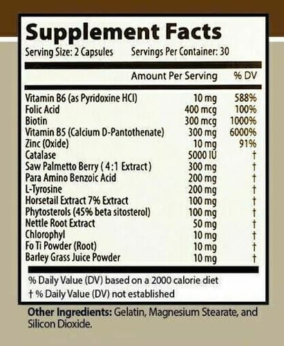 7 Anti Gray Hair Saw Palmetto Catalase Horsetail Max Strength Natural - Thumbnail 3