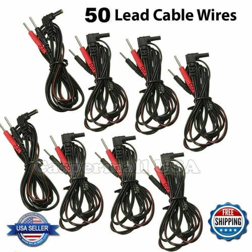 50 TENS Unit Lead Wires FOR INTENSITY 10 TENS 2500 3000 7000 7500 TWIN STIM - Image 1