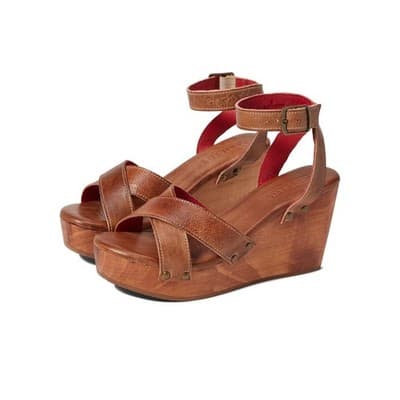 Bed Stu Grettell Platform Wedge Wooden Heel Sandals Tan Rustic -Size 8.5 M - Image 1