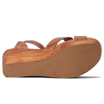 Bed Stu Grettell Platform Wedge Wooden Heel Sandals Tan Rustic -Size 8.5 M - Thumbnail 5