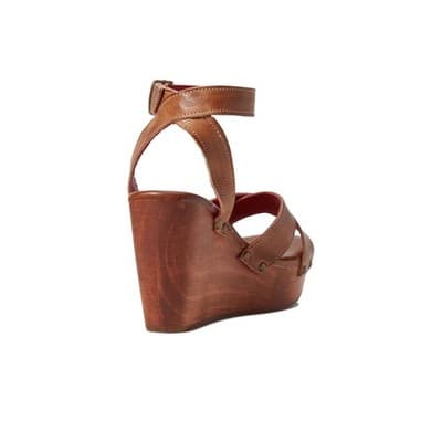 Bed Stu Grettell Platform Wedge Wooden Heel Sandals Tan Rustic -Size 8.5 M - Thumbnail 4